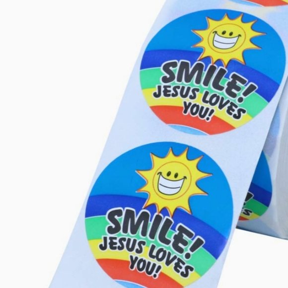 50 SMILE JESUS LOVES YOU Stickers 1.5" - Picture 3 of 5